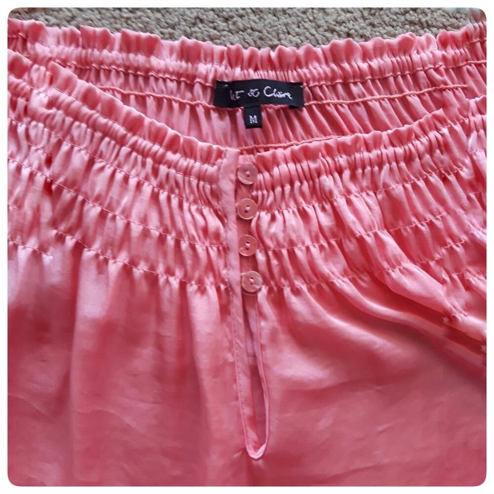 Violet & Claire Pink Off Shoulder Silky Blouse Size M - Picture 5 of 8